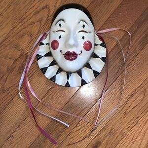 Vintage 1984 Hand-Painted Ceramic Face - Artist Signed - Wall Art